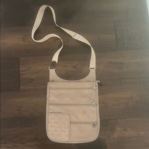 MOSEY Beige Tan Nylon Crossbody Travel Everyday Purse Bag
